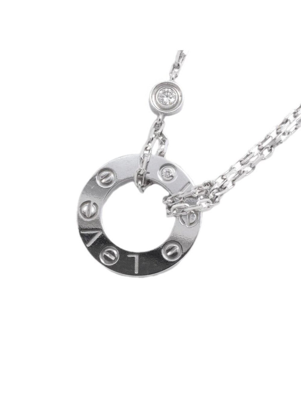 Cartier Necklace Love Circle White Gold Diamond